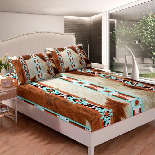Castle Fairy Cowhide Print Twin Fitted Sheet with Pillowcase