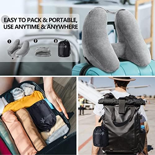 Sunany Travel Neck Pillow with Velour Cover and Drawstring Bag 1