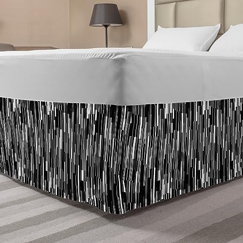 Ambesonne Black and White Elastic Bed Skirt Queen
