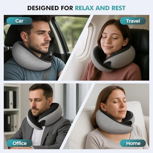 FIOGIKO Travel Neck Pillow with Eye Mask and Earplugs 1