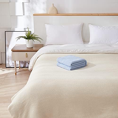 Cream Cotton Cable Knit Throw Blanket - 60x80 Beige