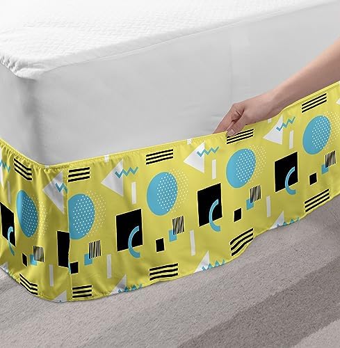Ambesonne Abstract Bedskirt Twin Twin XL Pastel Yellow Blue Grey