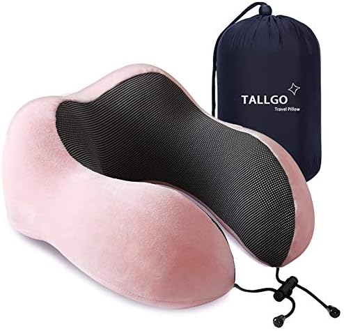 TALLGO Travel Pillow with Memory Foam Support Pink 1