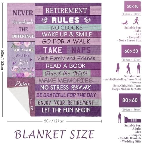 Retirement Blanket 60x50 Flannel Throw for Women