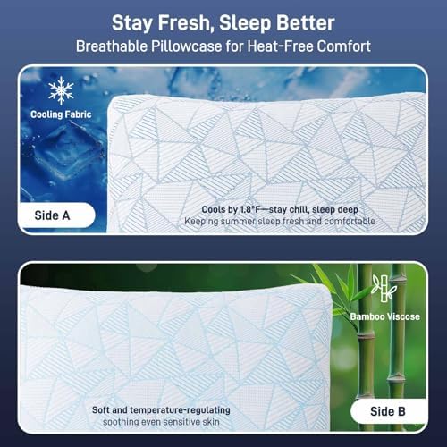 Paxavofa Shredded Memory Foam Cooling Bamboo Viscose Queen Pillow