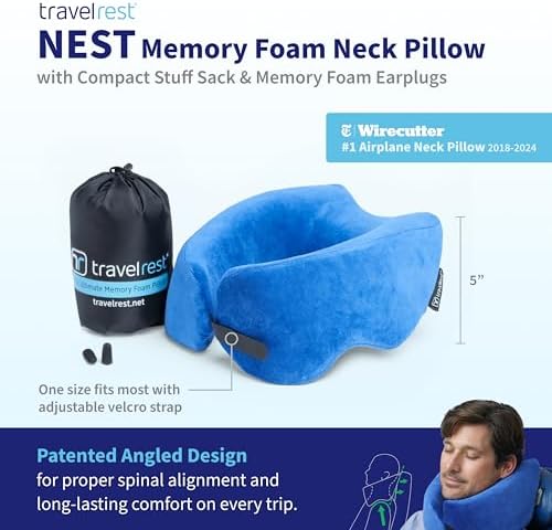 TRAVELREST Nest Memory Foam Travel Pillow Blue