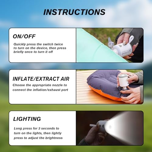 Yoocylii 3-in-1 Air Pump with LED Light and Vacuum Function
