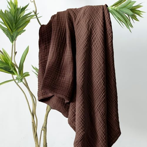 Carriediosa 4-Layer Cotton Muslin Throw Blanket 50 X 70 Dark Brown