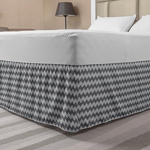 Ambesonne Grey Chevron Bed Skirt - Queen Size