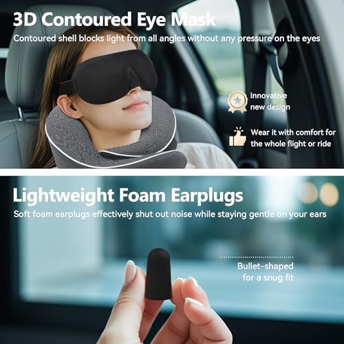 Proglobe Travel Neck Pillow with Eye Mask and Earplugs 1