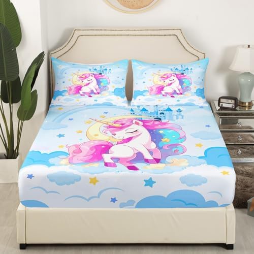 Castle Fairy Unicorn Kids Full Size Sheet Set