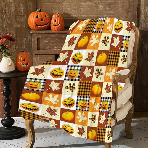 Tomalillin Pumpkin Throw Blanket Fall Orange Plush Fuzzy 30x40 Inches