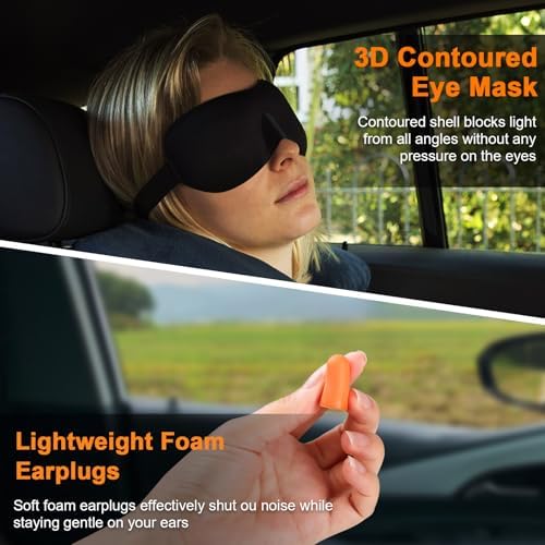 Vzpeun Travel Pillow - Hooded Neck Support for Airplane and Office