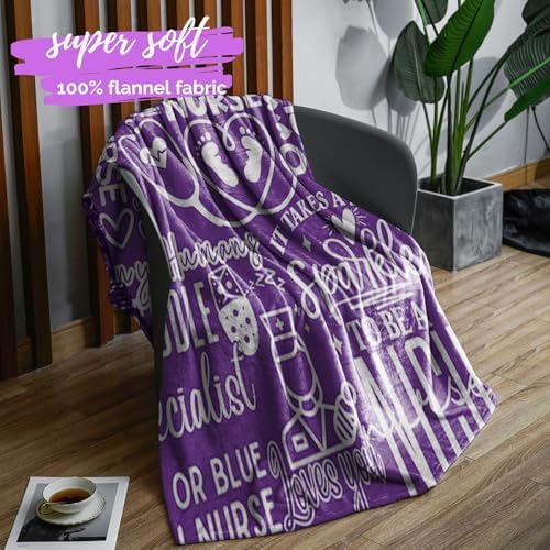 InnoBeta NICU Nurse Throw Blanket - Purple 50 x 65 Inches
