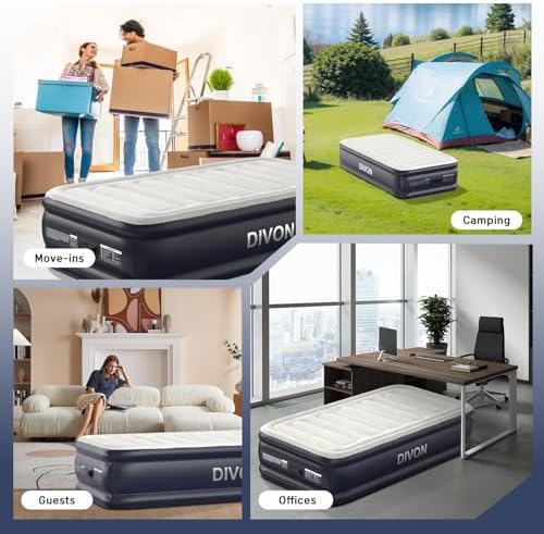 DIVON Twin Air Mattress with Built-in Pump and Storage Bag