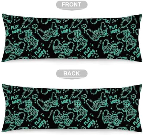 Nanilala Game Controller Body Pillow Cover 20x54 Green Black