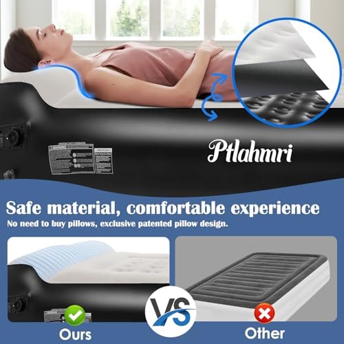 Ptlahmri Queen Air Mattress with Built in Pump and Pillow