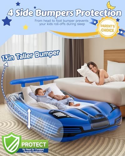 CHERIMOR Inflatable Toddler Travel Bed with Carry Bag and Safety Bumpers