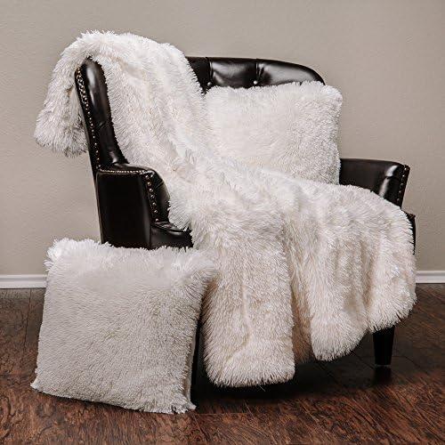 Chanasya Premium Faux Fur Throw Pillow Covers Set - White