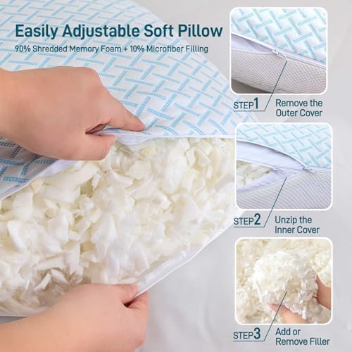 Aveallore Shredded Memory Foam Cooling Queen Pillow