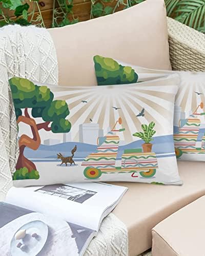 Waterproof Pillow Protector 2 Pack with Zipper and Geometric Design