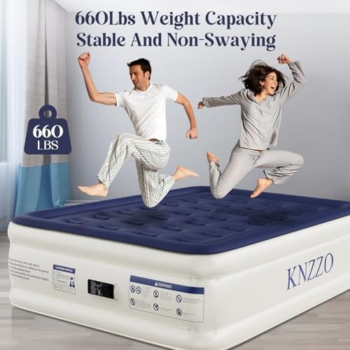 KNZZO Air Mattress Full with Built-in Pump and Storage Bag