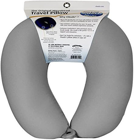 Cloudz Dual Comfort Microbead Travel Neck Pillow - Grey
