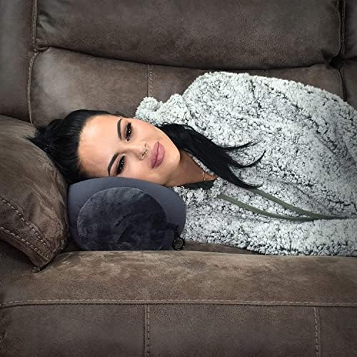 Wolf Essentials Microbead Bolster Tube Travel Pillow - Soft Neck Support Navy