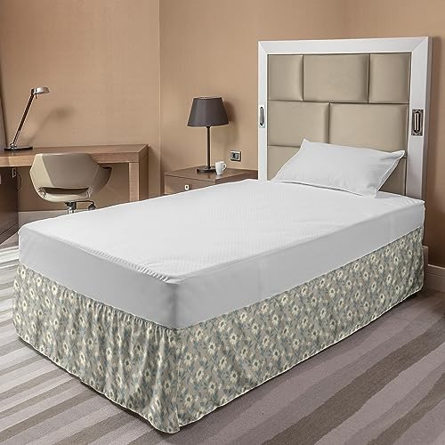 Ambesonne Floral Bedskirt with Elastic Wrap
