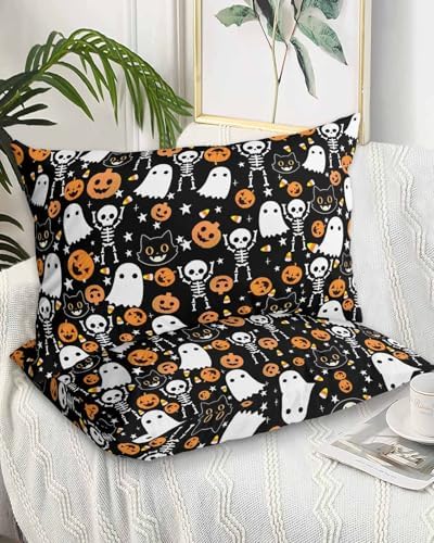 Halloween Pillow Cases Set of 2 - Microfiber Throw Covers