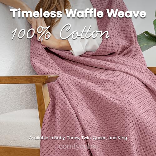 Comfy Cubs Cotton Waffle Throw Blanket - Mauve 50 X 60
