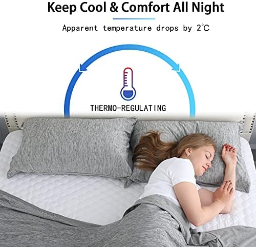 CHOSHOME Cooling Pillow Cases 2 Pack Standard Size Grey