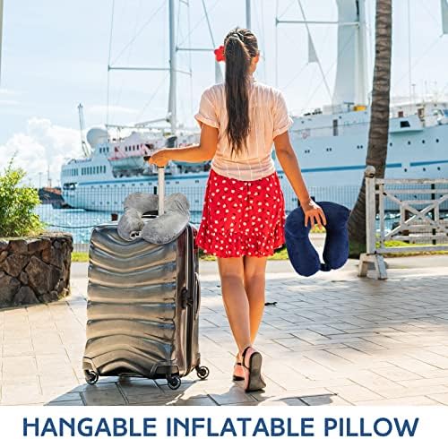 Sintuff 2 Pack Inflatable Travel Pillow with Blindfold and Compact Bag