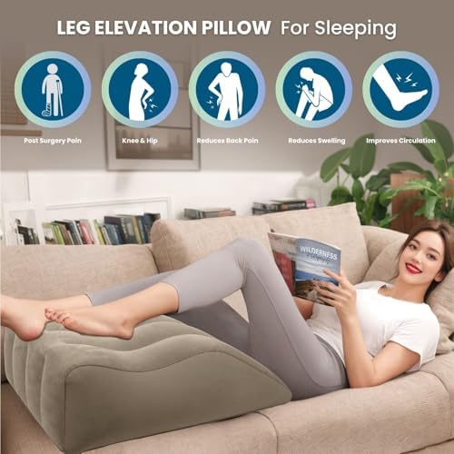 Tough Bison Leg Elevation Pillow - Inflatable for Swelling and Pain Relief