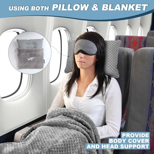 Nenolix Travel Blanket Set with Pillow and Carry Bag