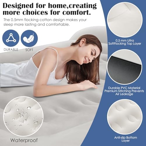 Ptlahmri Queen Air Mattress with Built in Pump and Pillow