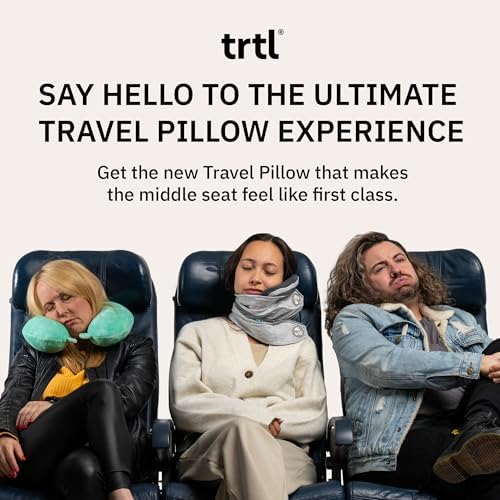 trtl Pillow Plus Adjustable Travel Neck Pillow for Airplane Car Train