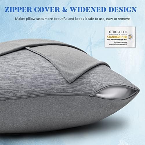 CHOSHOME Cooling Pillow Cases 2 Pack Standard Size Grey