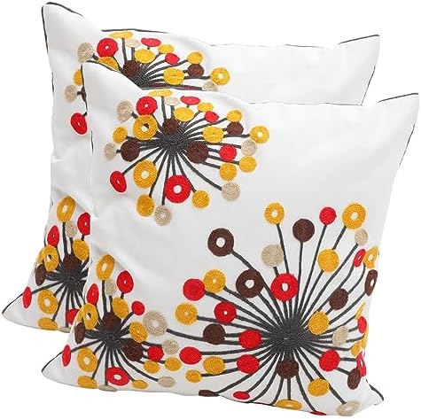 TOGEVAL 2pcs Bohemian Ethnic Flower Throw Pillow Covers
