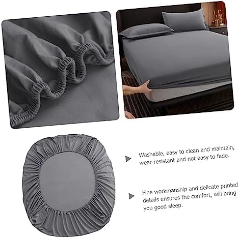Elastic Fitted Mattress Cover Slip Protector Grey Cotton Bed Sheet