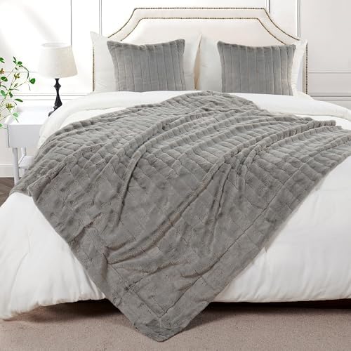 Home Soft Things Faux Fur Throw Blanket and 2 Pillow Covers Set