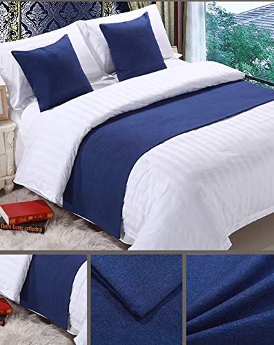Mengersi Navy Bed Runner Scarf Protector for Full Queen Beds