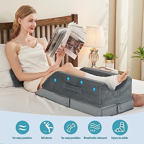 JOYWOO Memory Foam Leg Elevation Pillow - 4 Height Options Removable Washable Cover