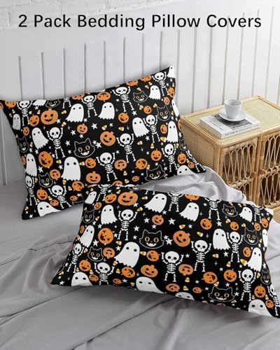 Halloween Pillow Cases Set of 2 - Microfiber Throw Covers