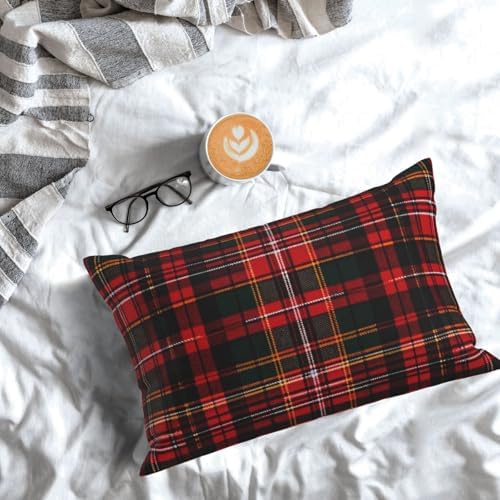 Augenstern Velvet Pillow Protector 14x20 Red Tartan