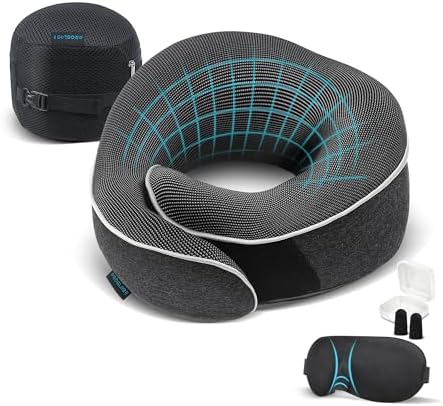 Proglobe Travel Neck Pillow with Eye Mask and Earplugs 1