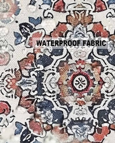 Waterproof Pillow Protector 2 Pack Boho Blue Flower Textured