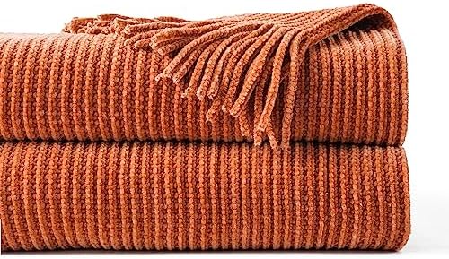BATTILO HOME Rust Orange Throw Blanket 60x80