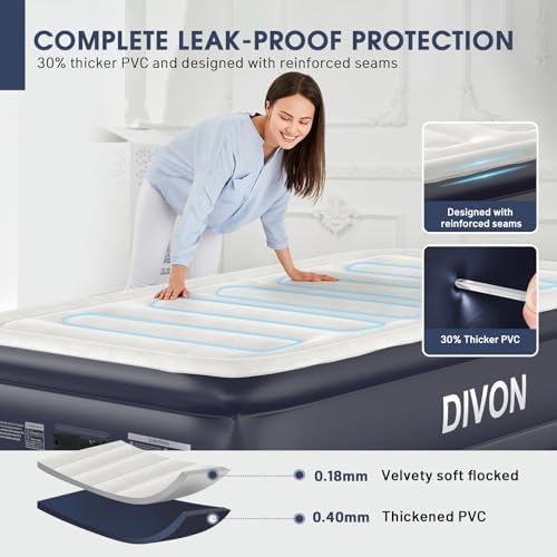 DIVON Twin Air Mattress with Built-in Pump and Storage Bag