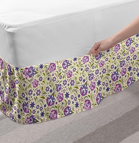 Ambesonne Garden Art Bedskirt - TwinTwin XL Pale Green Lavender